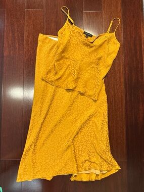 Banana Republic Gold Leopard Jacquard Maxi Skirt Set